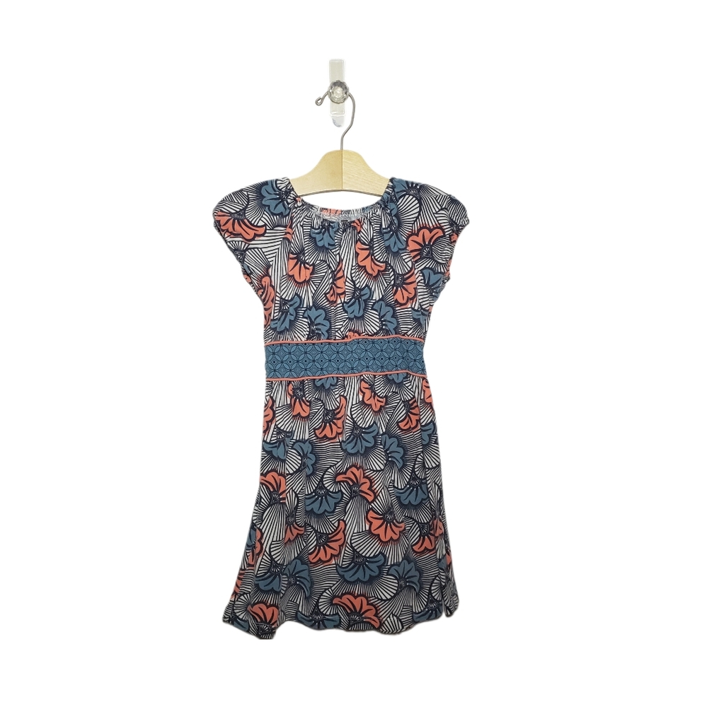Tea Collection Size 6 Girls Ginko Leaf Patterned Short Sleeve Dress